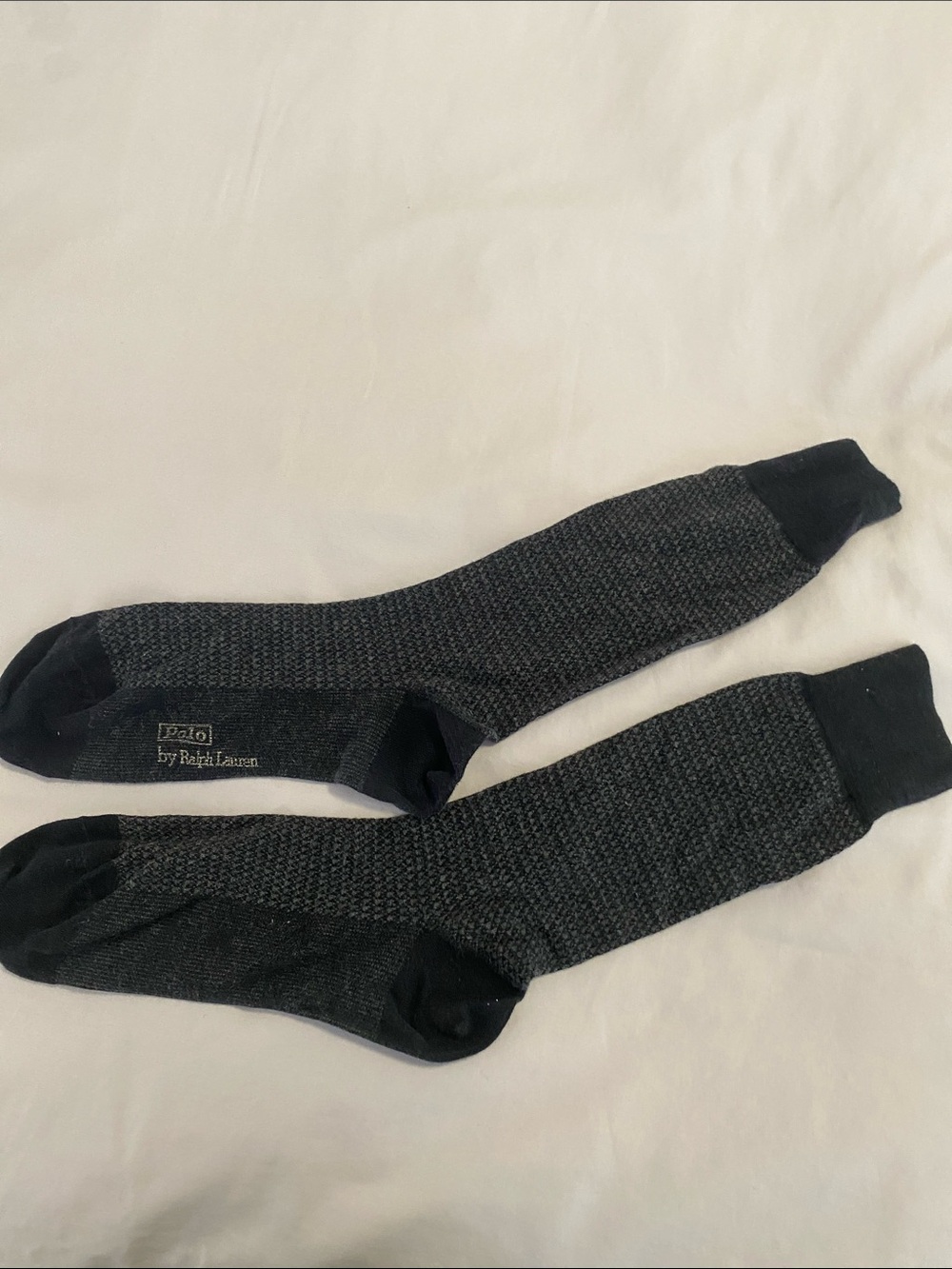 Polo by Ralph Lauren Charcoal Gray and Black Textured Dress Socks